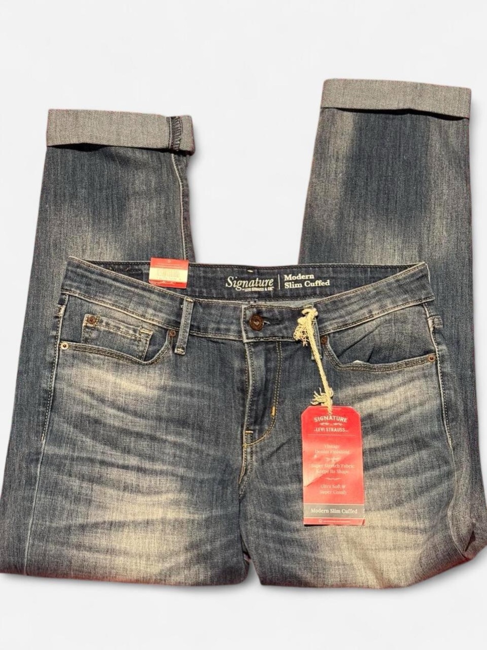 Signature Slim Cuffed Men’s Jeans - Faded Blue